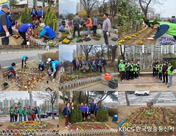 구리시 교문2동, 기간단체와 함께 봄꽃 식재로 ‘꽃향기 가득한 거리 조성’