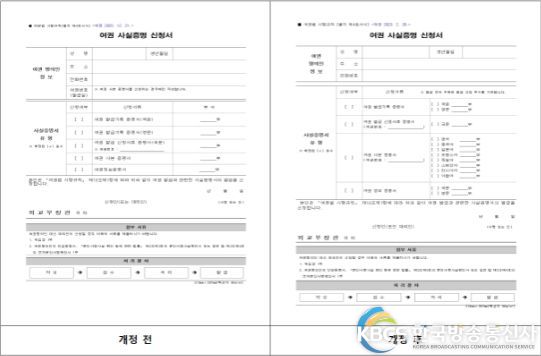 변경되기 전과 후의 여권 사실증명 신청서